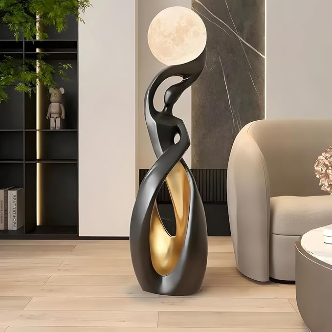 Bofea-Modern Minimalist Floor Lamp,Creative Nordic Living Room Bedside Bedroom with 3D Moon Tall Lights,Art Decoration Lamp for Bedroom Girls Room, Dresser, Office.