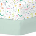 Little Grape Land Crib Sheets for Boys and Girls, 2-Pack Soft Microfiber Fitted Baby Sheets for Standard Crib and Toddler Mattress – Breathable & Secure (Ocean & Green)