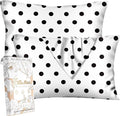 Silk Pillowcase 2 Pack - Pillow Cases 20" x 36" King Size Set of 2 for Hair and Skin Smooth Soft Breathable with Hidden Zipper Cooling Pillow Covers for Sleeping, White Black dot