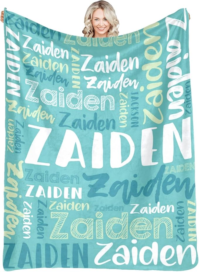 Dr.TOUGH Personalized Blankets with Name Customized Baby Blankets for Girls Boys Adults Monogrammed Blankets and Throws Christmas Birthday Mothers Fathers Valentines Day Gift (Mint Green,30''×40'')