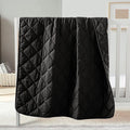 FLXXIE Machine Washable Microfiber Down Alternative Toddler Comforter, Super Soft and Lightweight Kids Crib Quilted Blanket for Stroller, Travel, 39x47 Inches, Black