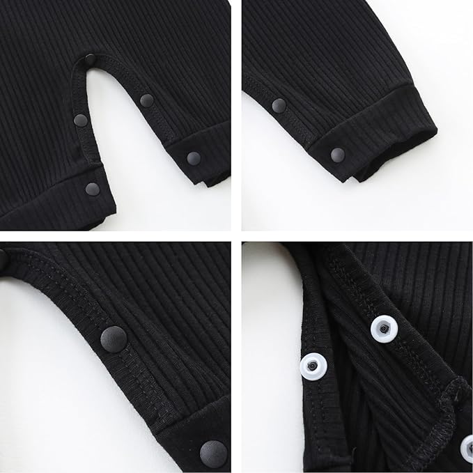 Baby Romper with Baby Mittens & Newborn Hats Footless Long Sleeve Solid Onesie Hi Im New Here