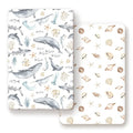 GRSSDER Stretchy Super Soft Jersey Knit Fitted Pack n Play Sheets Set 2 Pack,Portable/Mini Crib Sheets Snug and Safe,Beautiful Marine Organism for Boys and Girls