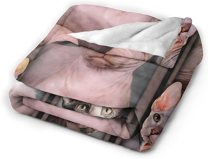 Sphynx Cat Gifts & Decor - Cute Throw Blanket for Girls, Women, Kids & Adults - Soft, Warm, Cozy Fleece Blanket for Couch, Sofa & Bed - 50"x40"