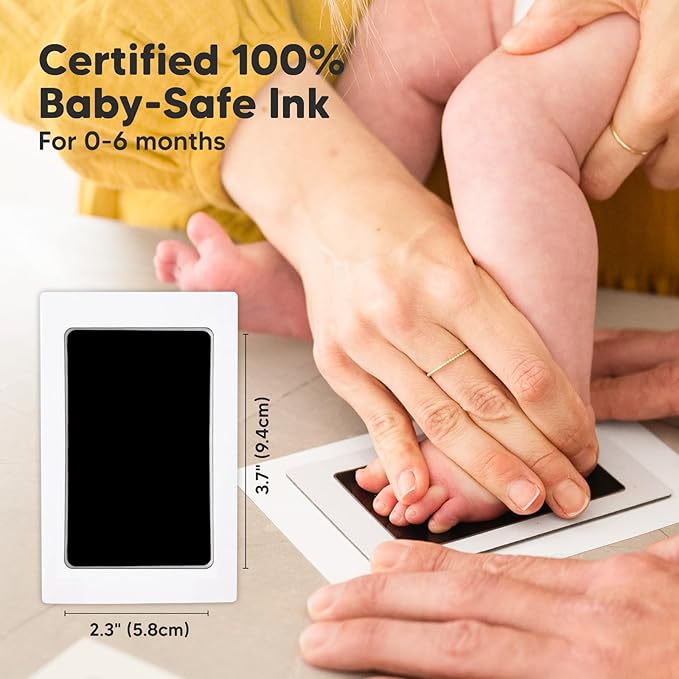 Baby Hand & Footprint Kit with Felt Letterboard, Inkless Ink Pad - Personalized New Mom Gifts for Baby Announcement, Cute Nursery Newborn Picture Frame,Ideal Dog Nose & Paw Print Kit(Alpine White)