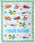 Custom Airplane Blanket for Airplane Lovers - 50" x 60" Inches Warm Furry Throw Blanket Gift - Blue Cute Throw for Sofa, Work, Living Room