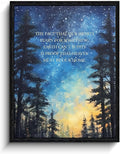 Christian quote wall art, heaven our home message, starry night forest wall decor, matte finish framed canvas print, christian poster artwork, for living room prayer room gift, 12x15 inch