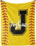 Personalized Softball Kids Blanket with Name and Number - Custom Sport Bed Blankets Gift for 0-3 Months Baby Essential and Warm 60x80inch