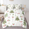 Erosebridal Kids Cartoon Christmas Bed in A Bag 7 Pcs Kawaii Christmas Tree Comforter Set for Women Men Cute Xmas Pine Tree Bedding Sets King Red Berry Xmas Decoration Sheet Set with Comforter