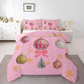 Erosebridal Merry Christmas Bedding Sets Xmas Tree Queen Comforter Set Kids Snowflake Happy New Year Down Comforter for Boys Girls Pink Bownot Decor Bed Set