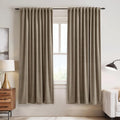 StangH Velvet Curtains Camel Beige, Thermal Insulated Room Darkening Drapes for Bedroom Living Room Home Theater, Decorative Rod Pocket Back Tab Curtain, 2 Panels, W52 x L72 inches