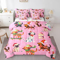 Feelyou Xmas Dog Bedding Set Cute Dog Christmas Style Comforter Set with Sheets 3D Animal Bed in a Bag for Boys Girls Children Teens Bedroom Decor Pink Bed Set 7Pcs King Size