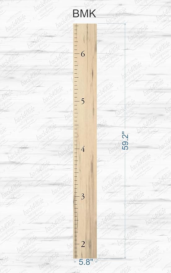 Farmhouse Style Wooden Kids Growth Chart Ruler for Boys and Girls (Rustic Brown - BMK)