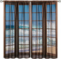Ocean Beach Curtains,Waves Crashed Beach Hawaiian Seaside Scene Pattern Blackout Print Home Bedroom Living Room Window Treatments 2 Panel Set 72x63 Inch