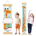 Personalized Name Growth Chart Wall Decor for Kids – Canvas Removable Height Chart Measuring Ruler 59" x 7.9" (Painted Giraffe)