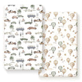 Stretch Ultra Soft Jersey Knit Fitted Crib Sheets Set 2 Pack，Fit All Standard Crib Mattress Pads Safe and Snug, Crib Fitted Sheet for Boys and Girls, Stylish Cars Print Kids Sheets for Boys