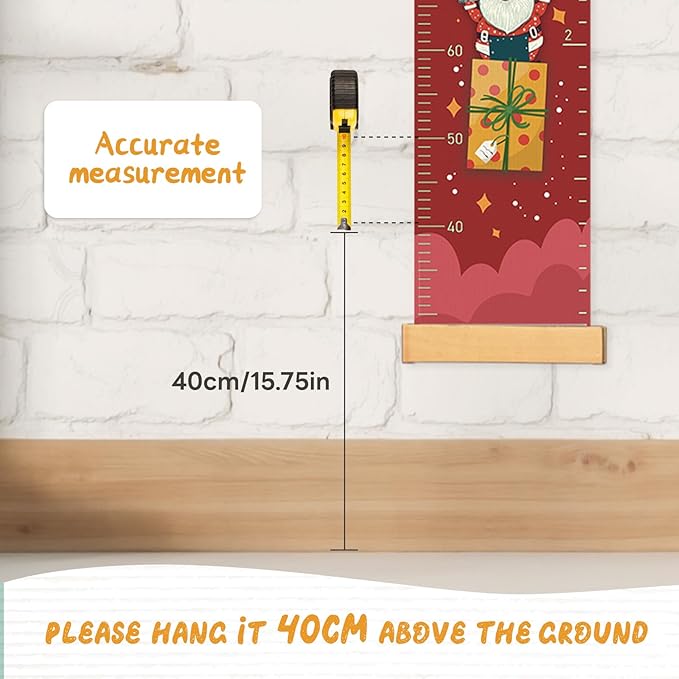 Personalized Name Child Height Wall Chart, Baby Height Growth Chart Wall, Height Chart for Wall Room Wall Decor（Santa Claus Gifts）