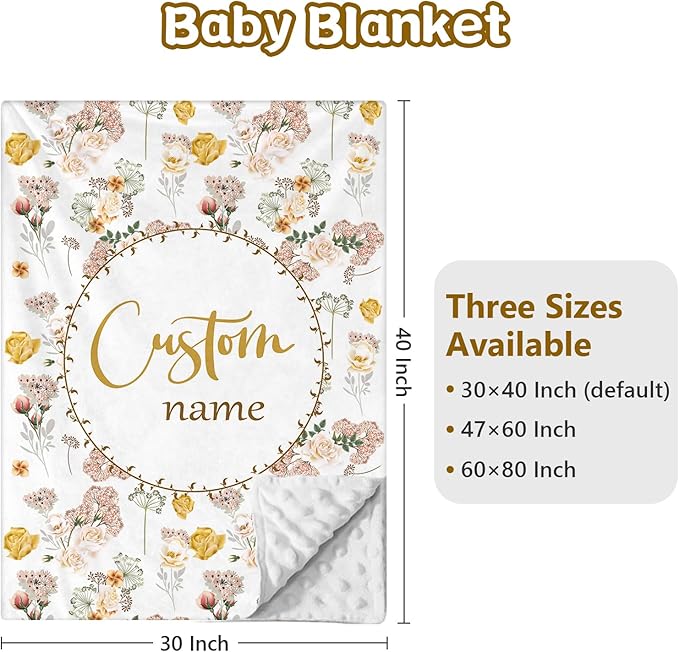 Custom Name Crib Bedding Set, 3 Pcs Personalized Baby Crib Bedding Set, Soft Flower Nursery Crib Sets for Boys Girls, Double Layer Toddler Bedding Set Customized Gifts for Newborn Kids