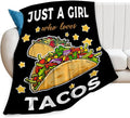 Tijuboni Tacos Throw Blanket Just A Girl Who Loves Tacos Gifts for Girls Boys Women Men Kids Adults Soft Flannel Fleece Blanket for Couch Sofa Bed Home Decor 40"x50"