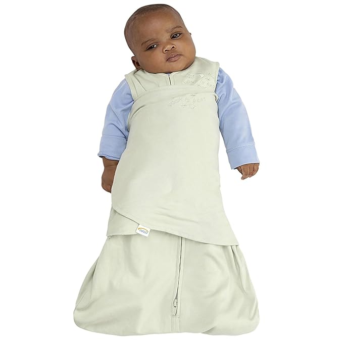 HALO 100% Cotton Sleepsack Swaddle, 3-Way Adjustable Wearable Blanket, TOG 1.5, Sage, Newborn, 0-3 Months