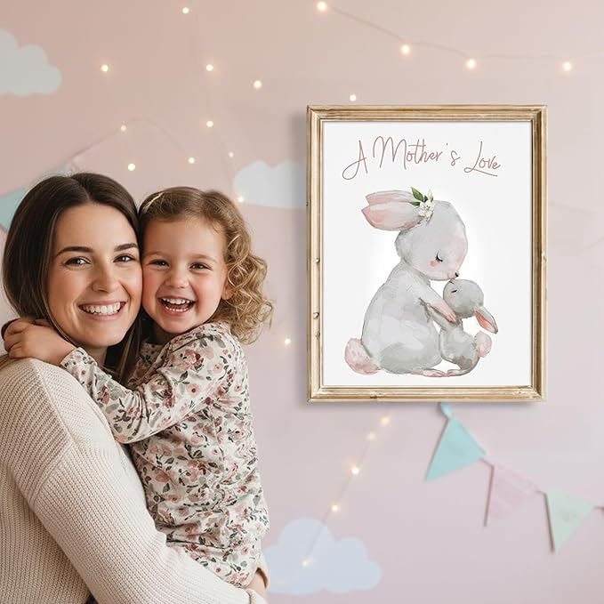 DREAM BIG PRINTABLES Mother and Child Bunny Wall Art Print - Unframed - 8x10 | Nursery Decor | Bedroom Decor | Room Decor Aesthetic | Bedroom Wall decor