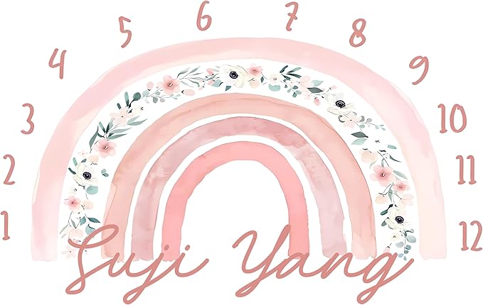 OLIVE OLIVIA Personalized Gifts for Baby with Customized Name, Monthly Milestone Blanket Girl Boy, Growth Chart Blanket, Perfect Custom Pentagram Frame, 60''x80''