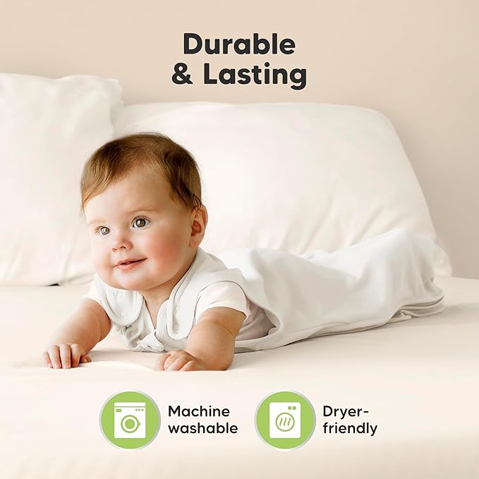 2-Pack Organic Baby Sleep Sacks, 100% Cotton - Soft & Breathable 0.5TOG Baby Wearable Blanket,Toddler Sleeping Sack 18-24 months,Easy to Wear Transitional Swaddles for Newborns,Infants (Soft White, L)