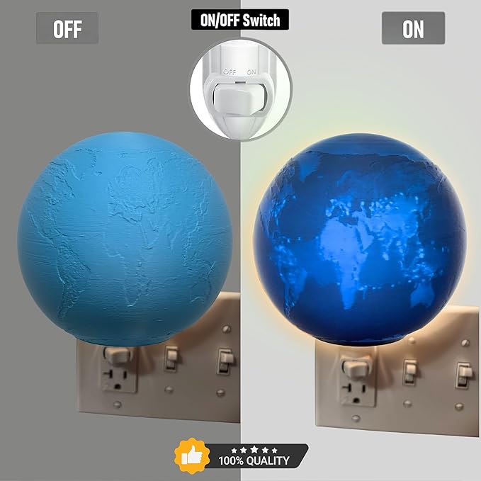 Earth Night Lights | 4" Earth Night Lamp LED Light | 3D Solar System NightLight, Planet Home Décor, Space Nursery, Globe Lamp Kids Room, Space Gift, Birthday Gifts, Bedroom Decorations