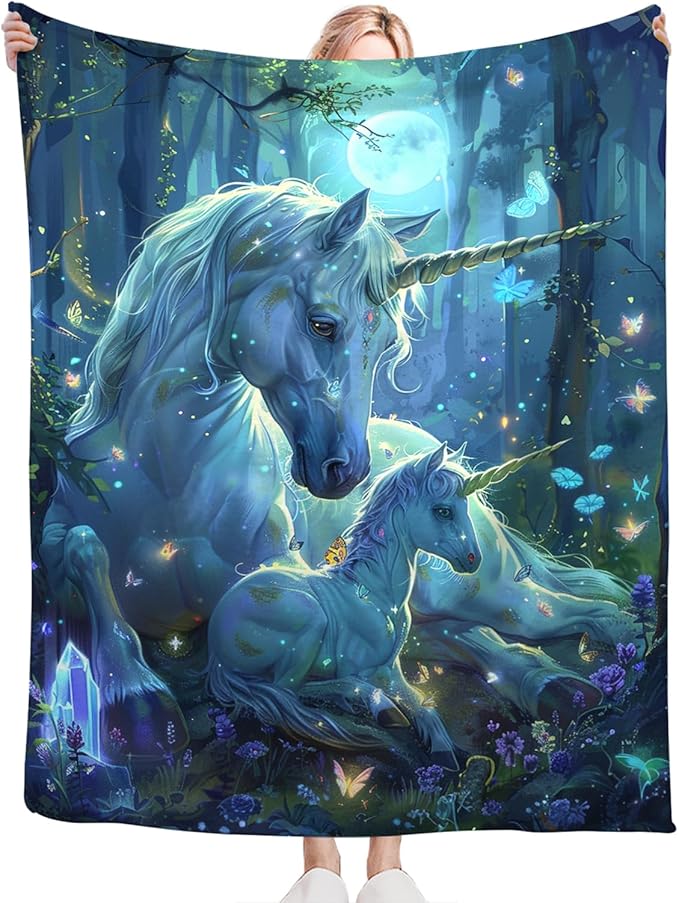 Tijuboni Unicorn Throw Blanket Unicorn Gifts for Girls Women Boys Men Kids Adults Soft Flannel Fleece Blanket for Couch Sofa Bed Home Decor 40"x50"