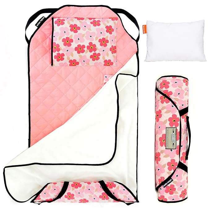 Personalized Tot Cot Kids Nap Mat - Toddler Preschool Daycare Bedding Cover with Blanket and Pillow - Ages 2 Yrs to 5 Yrs