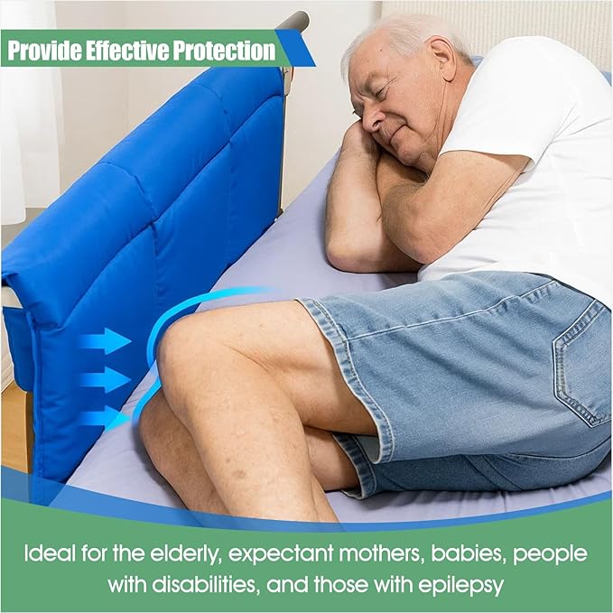 EDWERD Bed Rail Padding Cushion for Clinic & Home - Bedside Bumper Pads for Elderly Adults, Bed Fall Protector & Safety Guard, 31" L × 24" W × 1" H (2)