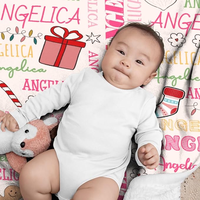 Custom Christmas Blanket | Personalized Holiday Blanket for Boys Girls | Plush Cozy Custom Name Blanket | Christmas Decor Personalized Gifts Name Blanket | 50"x60"-Teens/Travel Size