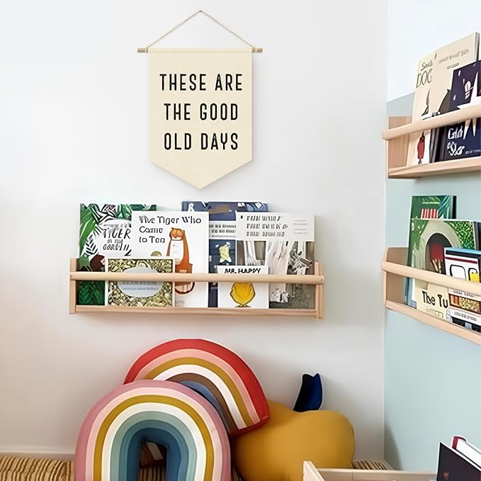 These Are The Good Old Days Wall Hanging Pennant Flag Banner, Banners for Room, Inspirational Positive Vintage Flag Decor for Home Kids Boys Room