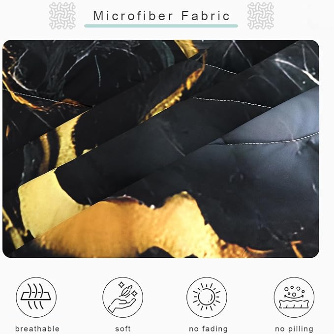 Black Marble Comforter Queen: Abstract Black and Gold Comforter Set Modern Marbling Luxury Quilt Bedding Set 3PC for Men Women Adults Bedroom 1 Comforter & 2 Pillowcases