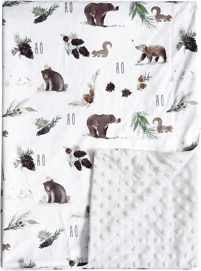 david's kids Micro Fleece Minky Baby Blanket for Boys Girls with Double Layer and Soothing Raised Dots, Breathable and Soft Lightweight Receiving Blanket for Newborns, 40x50 Inches, Animals