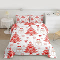 Feelyou Merry Christmas Comforter Set Full Size Cute Snowman Bedding Set for Kids Boys Girls Cartoon Bowknot Duvet Quilt Christmas Tree Microfiber 3 Pcs with 2 Pillow Cases