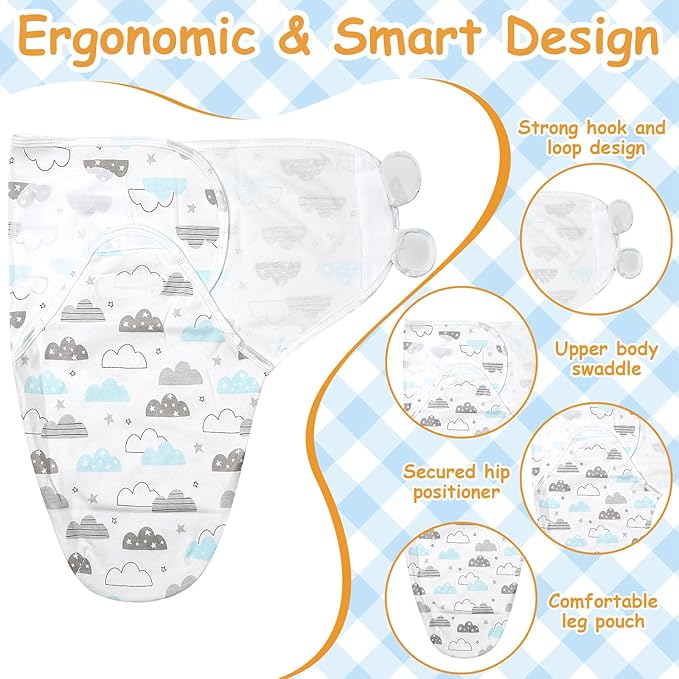 Ramede 6 Pack Preemie Swaddle Blanket with Hats Sleep Swaddle for Baby Boy Girl Preemie Newborn Sacks Soft Cotton Wearable(Planet,Blue)