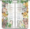 Cartoon Safari Animal Curtains Cute Watercolor Wildlife Jungle Window Treatments for Kids Boys Girls Bedroom Living Room Inspirational Motivational Quotes Nursery Children Drapes W52xL84