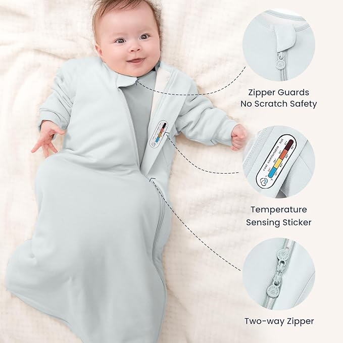 Unisex Sleeping Bag for Babies and Toddlers 1.0 Tog Sleep Sack 6-18 Months, Newborn Sleep Sack, Wearable Blanket Baby, One Piece Long Sleeves, Gifts for Baby