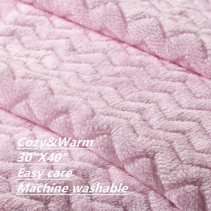 CREVENT 30''X40'' Soft Cozy Warm Baby Blankets for Boys Girls Solid Color - All Season Use - Newborn Essentials (Wave Baby Pink)