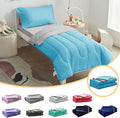 UOZZI BEDDING 4 Pieces Toddler Bedding Set Ultra Soft and Breathable Toddler Sheet Set - Includes Comforter, Flat Sheet, Fitted Sheet and Pillowcase - Blue & Gray
