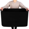 MINTWOOD Design 22in Extra Large Blanket Basket Holder Living Room, Rectangle Rope Woven Storage Basket with Handles for Laundry, Pool Towels, and Shoes, Dog Toy Organizer Bin Box, Full Black