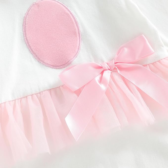 Twopumpkin My First Easter Outfit Baby Girl Newborn Bunny Onesie Ruffle Tulle Tutu Dress Romper Hooded Jumpsuit With Ear