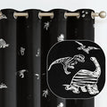 Vangao Kids Curtains Black Blackout Dinosaur Curtains for Boys Kids Nursery Girls Room Silver Dino Foil Print Thermal Insulated Drapes Grommet Top Window Treatments 84 Inches Length 2 Panels
