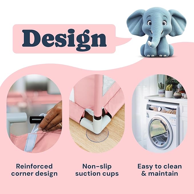 Todale Play Pen - 50 x 50 x 27 in, Pink - Baby Playpen Play Yard with Breathable Mesh & Anti-Slip Base - Portable Crib & Foldable Playpen for Babies & Toddlers
