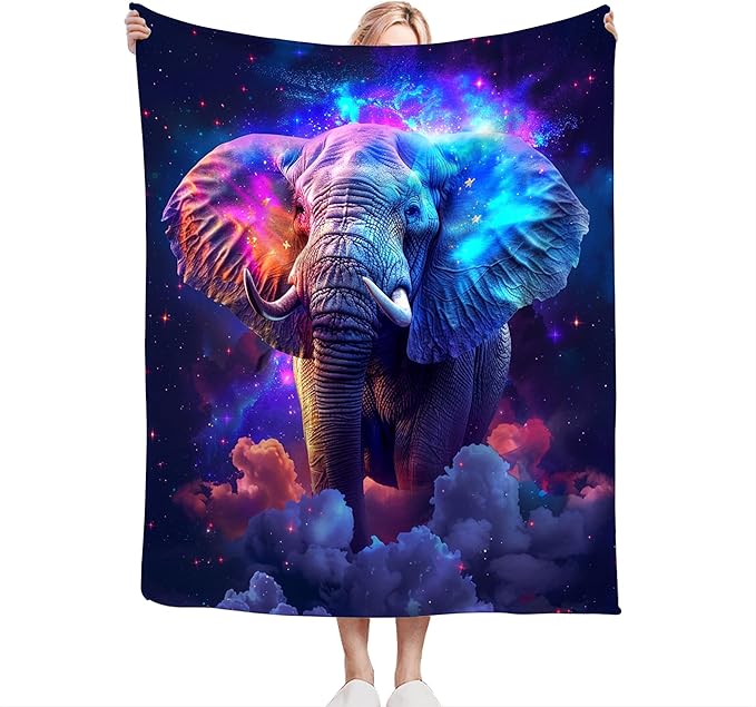 Fantasy Elephant Throw Blanket - Soft, Warm & Cozy Fleece for Couch, Sofa, Bed - 50"x40" - Animal Blanket for Girls, Boys, Women, Men, Kids, Adults