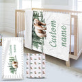 Custom Name Crib Bedding Set 3-Piece – Brown Bear Design Baby Bedding Set with Personalized Soft Blanket, Fitted Sheet, Changing Pad Cover – Ideal Newborn Gift for Boys and Girls