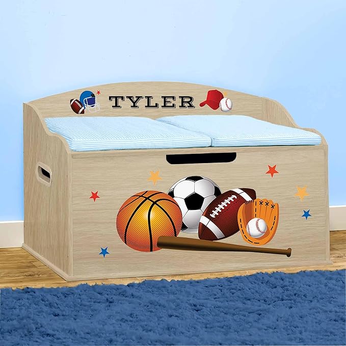 DIBSIES Personalized Creative Wonders Toy Box (Sports, Natural)
