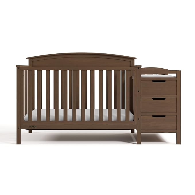 Graco Benton 4-in-1 Convertible Crib and Changer (Hazelnut) – GREENGUARD Gold Certified, Crib & Changing Table Combo, Water-Resistant Changing Pad, Converts to Toddler Bed, Daybed and Full-Size Bed