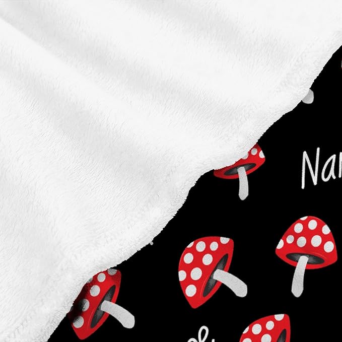 Custom Flannel Blanket with Text Cute Red Mushroom Customized Blankets Warm Unique Personalized Throw Souvenirs Gift of Love
